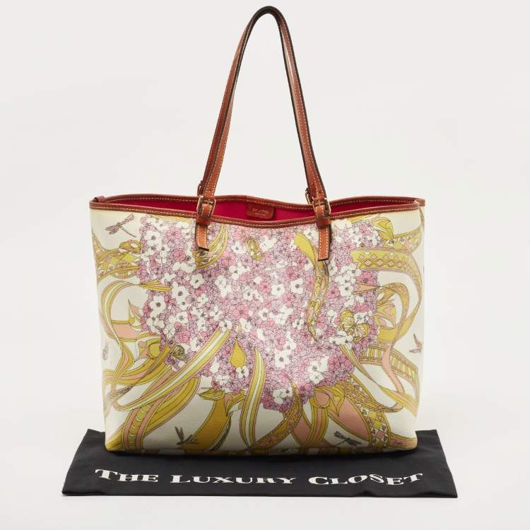 Pre Owned Emilio Pucci Multicolor Printed Coated Canvas and Leather Tote
