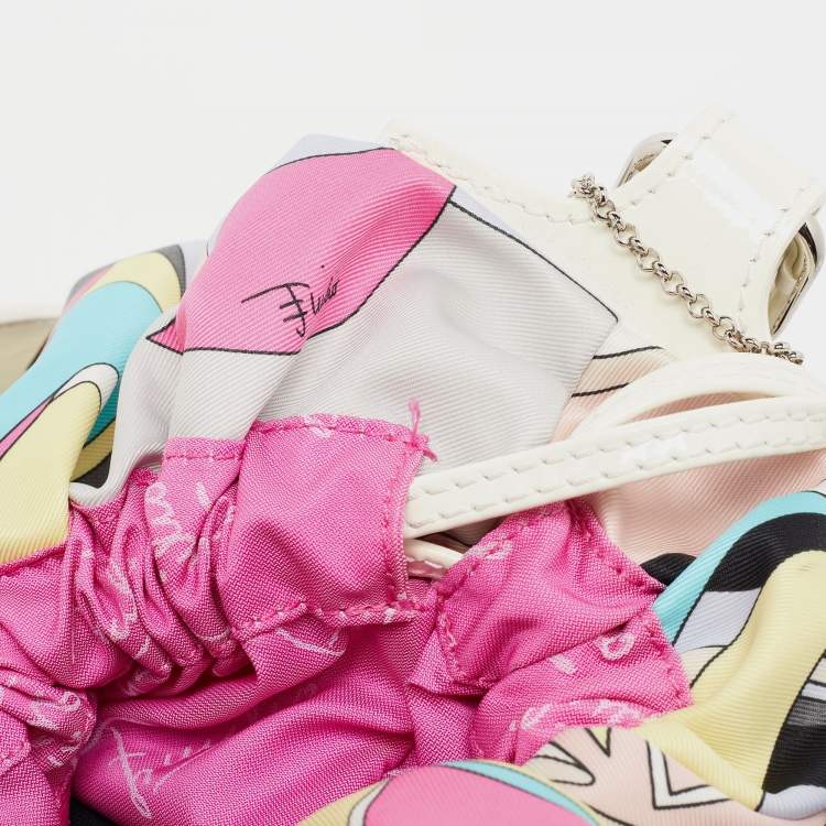 Pre Owned Emilio Pucci Multicolor Satin and Patent Leather Drawstring Shoulder Bag