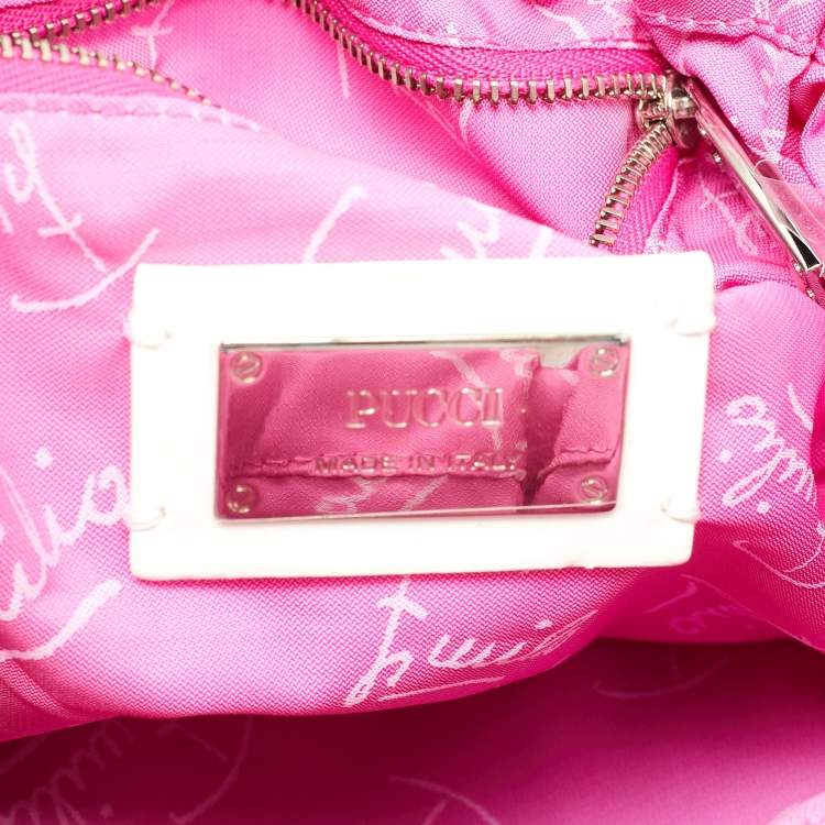 Pre Owned Emilio Pucci Multicolor Satin and Patent Leather Drawstring Shoulder Bag