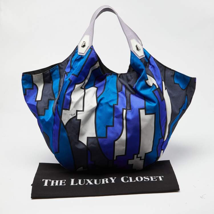Pre Owned Emilio Pucci Multicolor Printed Nylon and Leather Hobo