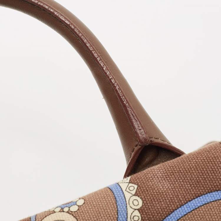 Pre Owned Emilio Pucci Multicolor Printed Canvas and Leather Tote