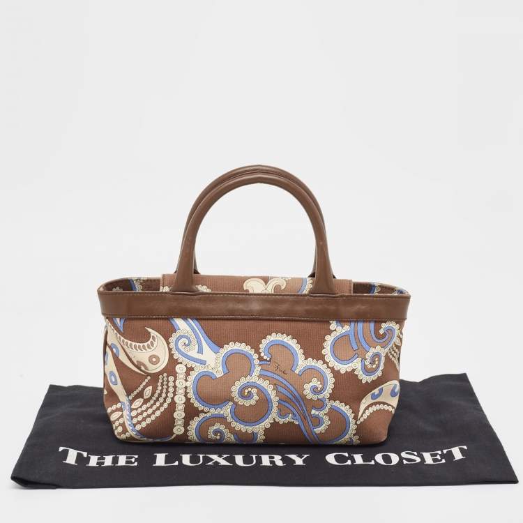 Pre Owned Emilio Pucci Multicolor Printed Canvas and Leather Tote