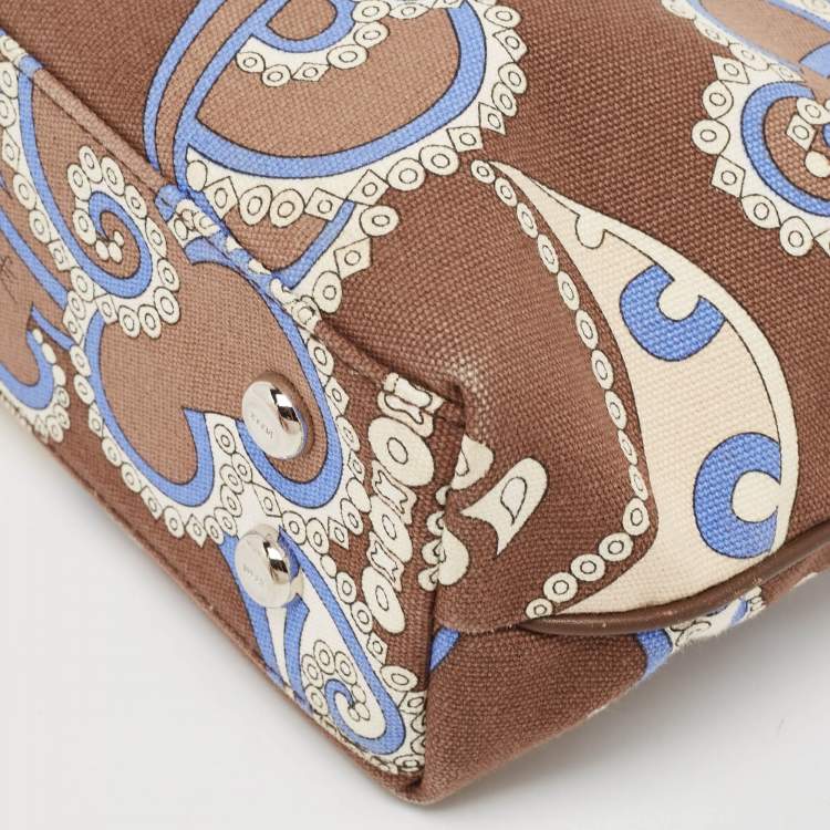Pre Owned Emilio Pucci Multicolor Printed Canvas and Leather Tote