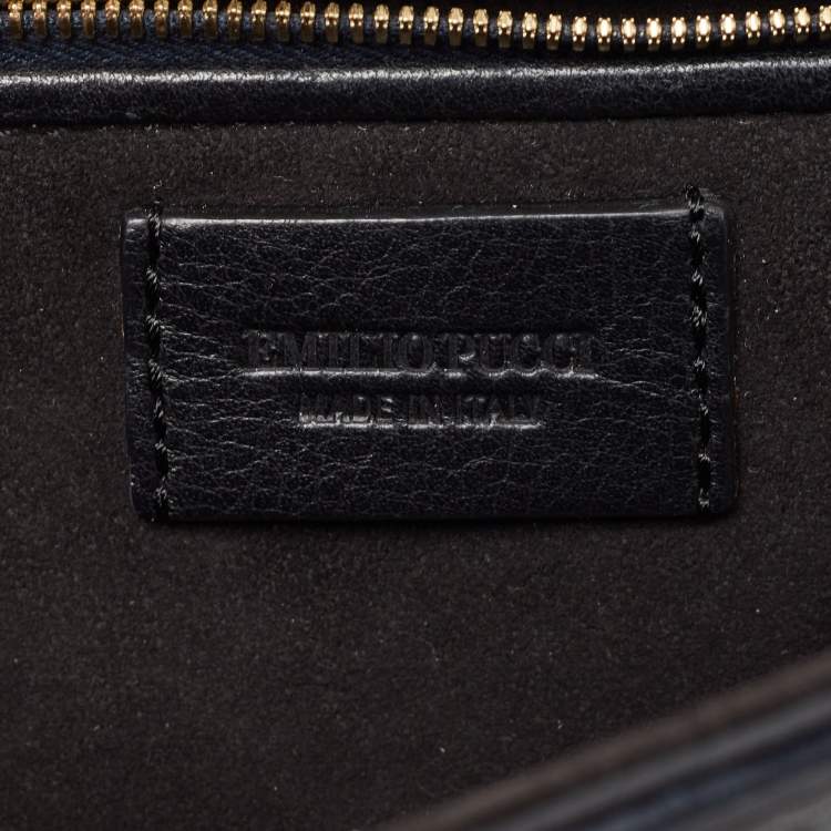 Pre Owned Emilio Pucci Tricolor Snakeskin and Ostrich Embossed Leather Clutch