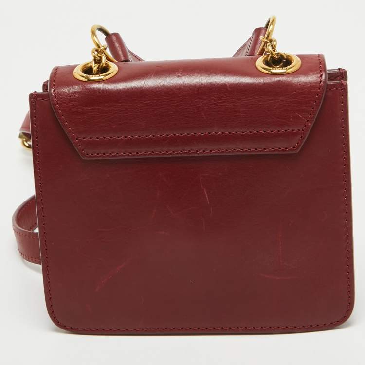 مملوكة مسبقًا Emilio Pucci Burgundy Leather Trunlock Flap Crossbody Bag