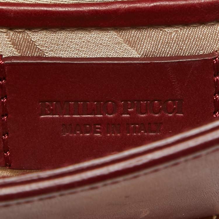 مملوكة مسبقًا Emilio Pucci Burgundy Leather Trunlock Flap Crossbody Bag