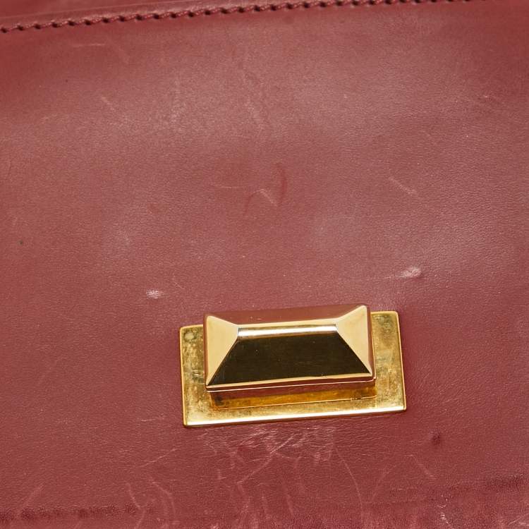 مملوكة مسبقًا Emilio Pucci Burgundy Leather Trunlock Flap Crossbody Bag
