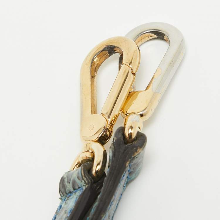 Pre Owned Emilio Pucci Blue/Cream Python and Canvas Flap Top Handle Bag