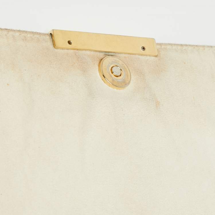 Pre Owned Emilio Pucci Blue/Cream Python and Canvas Flap Top Handle Bag