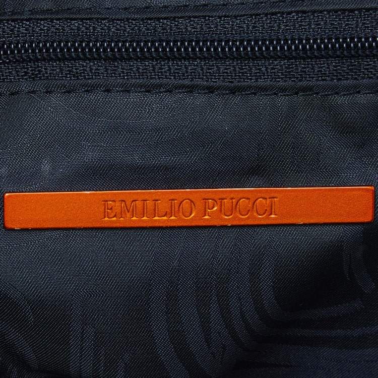 Pre Owned Emilio Pucci Multicolor Canvas and Leather Snap Tote