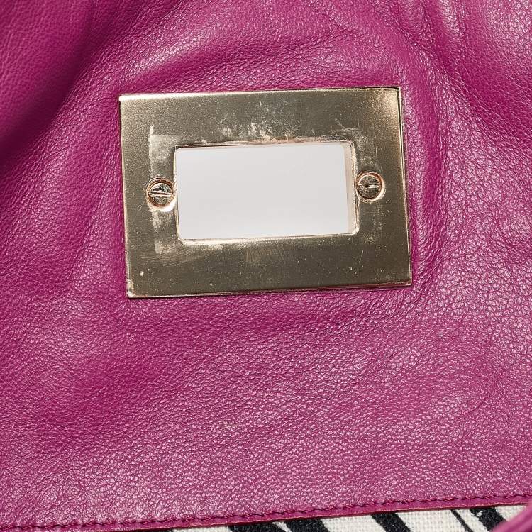 Pre Owned Emilio Pucci Magenta Leather Studded Flap Clutch