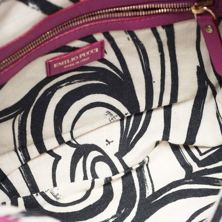 Pre Owned Emilio Pucci Magenta Leather Studded Flap Clutch
