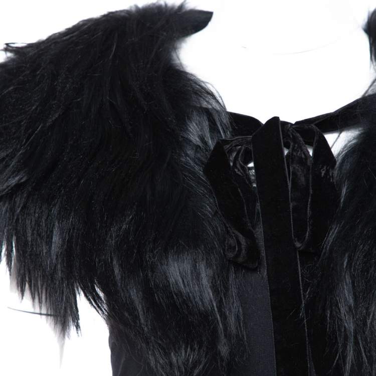 Pre Owned Emporio Armani Black Fur Collar 