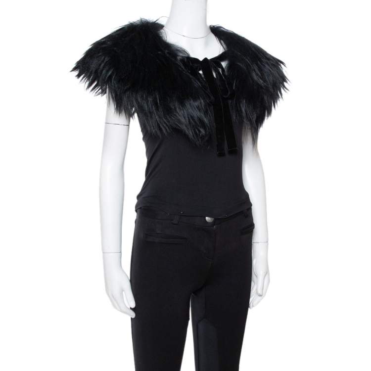 Pre Owned Emporio Armani Black Fur Collar 