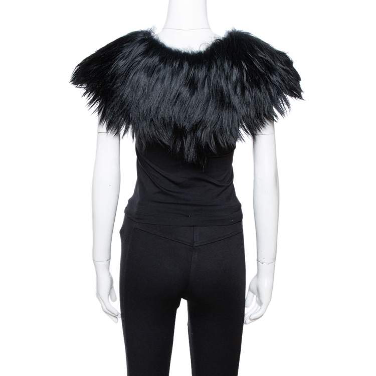 Pre Owned Emporio Armani Black Fur Collar 
