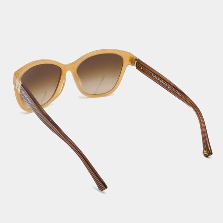 Pre Owned Emporio Armani Brown Gradient Square Sunglasses