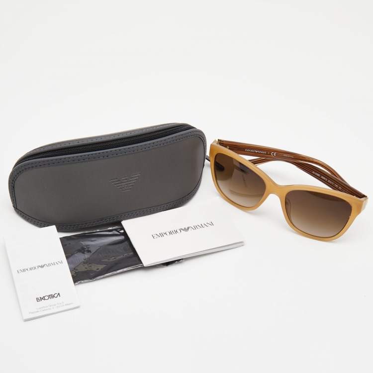 Pre Owned Emporio Armani Brown Gradient Square Sunglasses