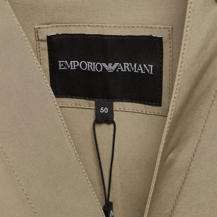 Pre Owned Emporio Armani Khaki Green Hooded Trench Coat XL