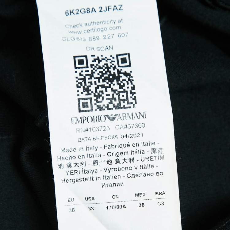 Pre Owned Emporio Armani Black Jersey Pleated Zip-Up Blazer S