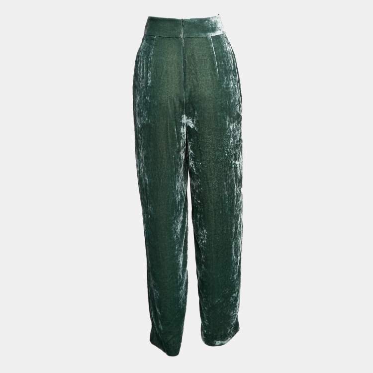 Pre Owned Emporio Armani Green Velvet Pleated Trousers S