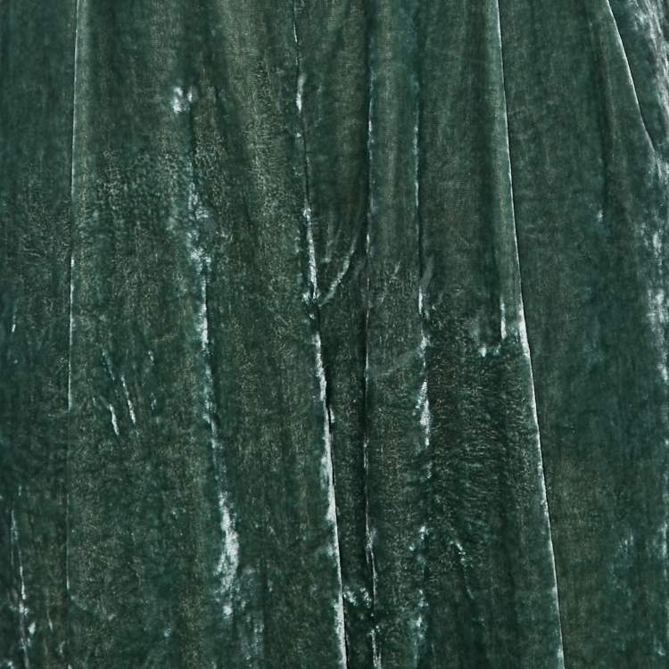 Pre Owned Emporio Armani Green Velvet Pleated Trousers S