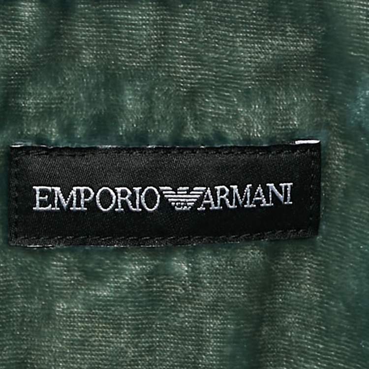 Pre Owned Emporio Armani Green Velvet Curved Hem Shirt S