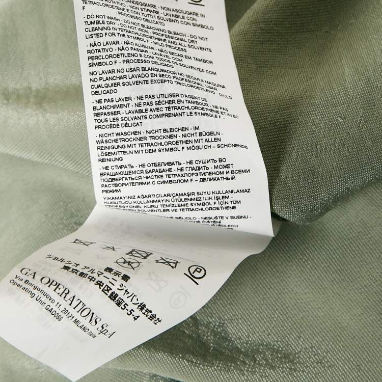 Pre Owned Emporio Armani Green Velvet Curved Hem Shirt S