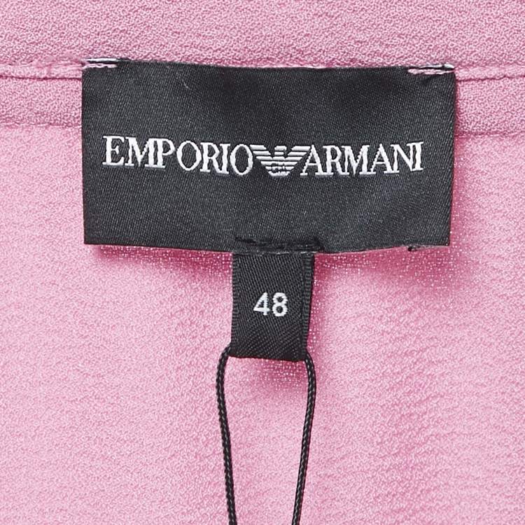 Pre Owned Emporio Armani Pink Stretch Crepe Short Sleeve Top L
