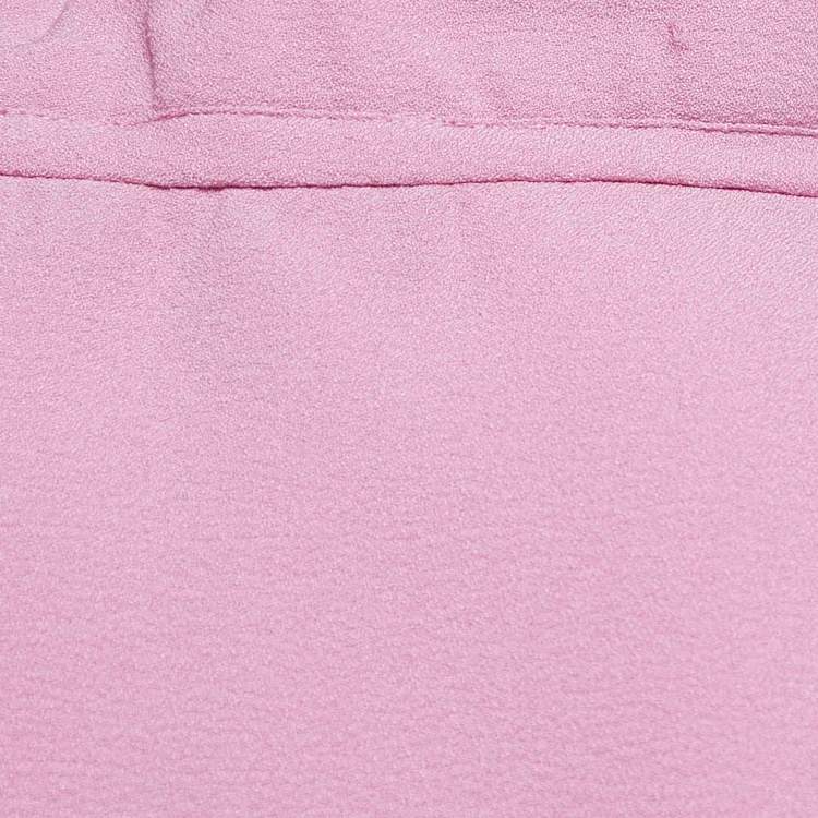 Pre Owned Emporio Armani Pink Stretch Crepe Short Sleeve Top L