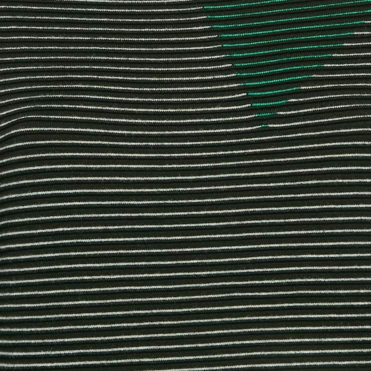 Pre Owned Emporio Armani Green Stretch Knit Pleated Short Dress M