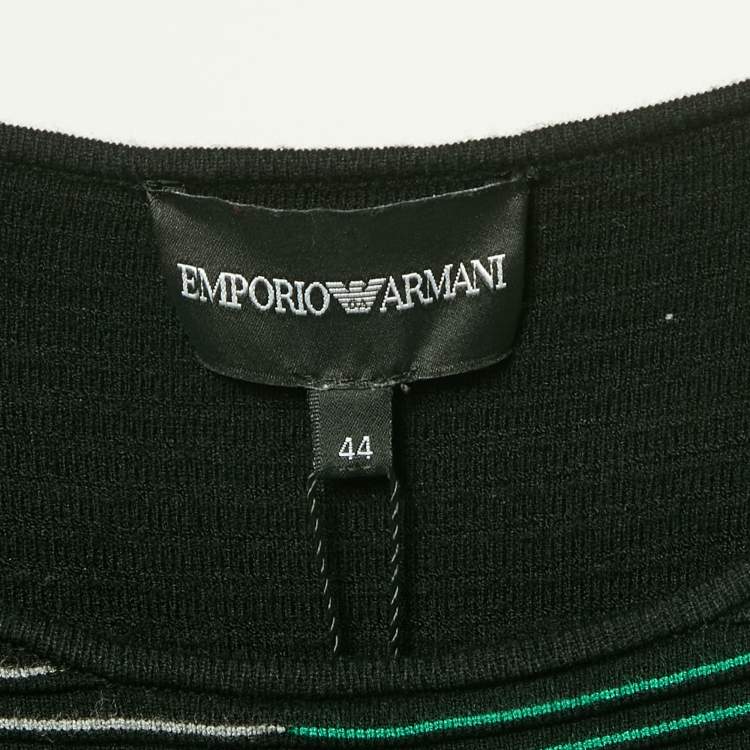 Pre Owned Emporio Armani Green Stretch Knit Pleated Short Dress M