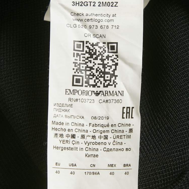 Pre Owned Emporio Armani Black Knit Double Breasted Blazer S