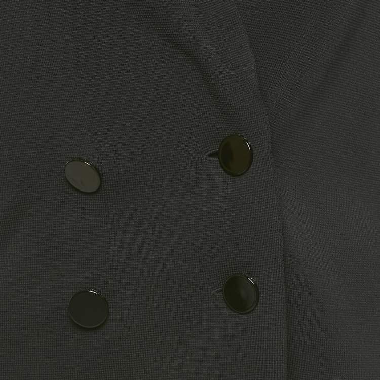Pre Owned Emporio Armani Black Knit Double Breasted Blazer S