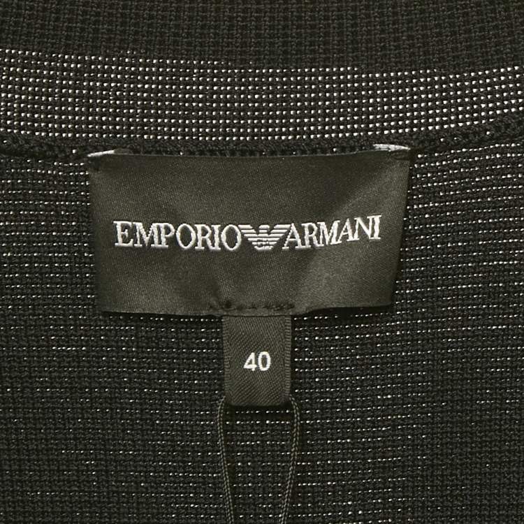 Pre Owned Emporio Armani Black Knit Double Breasted Blazer S