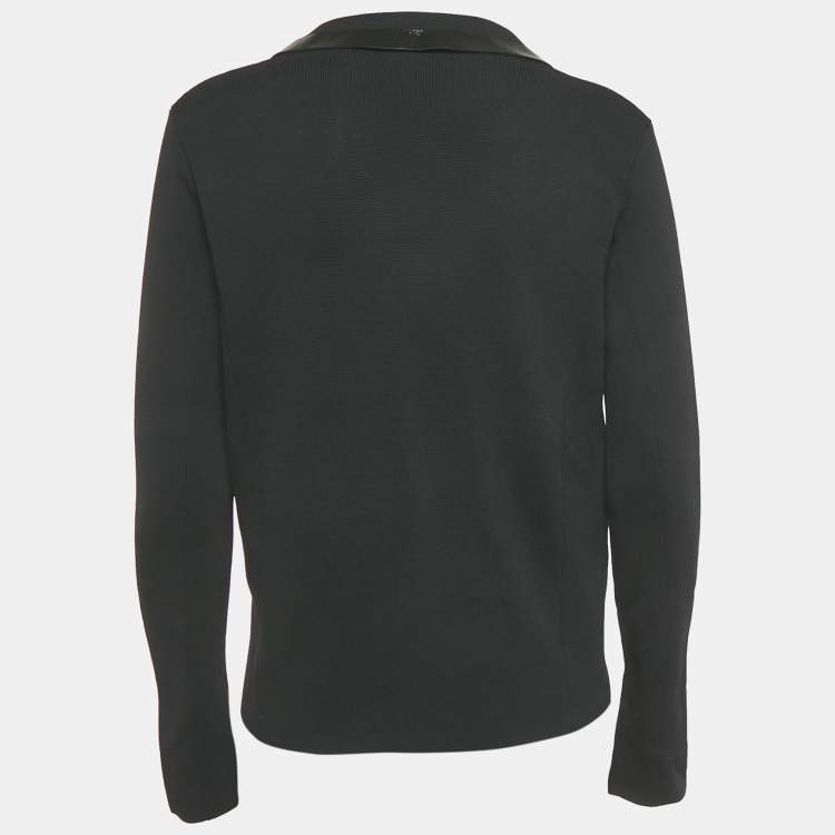 Pre Owned Emporio Armani Black Knit Double Breasted Blazer S