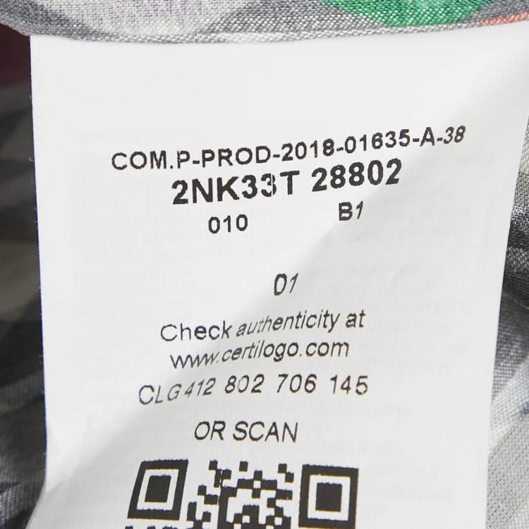 Pre Owned Emporio Armani Black Geometric Print Silk Embroidered Top M