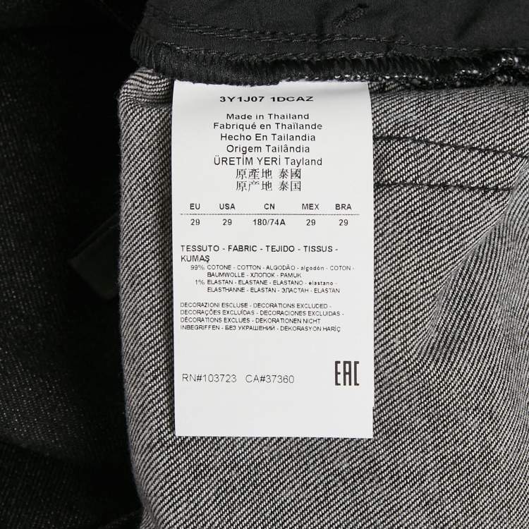 Pre Owned Emporio Armani Black Denim Skinny Jeans M/Waist 29"