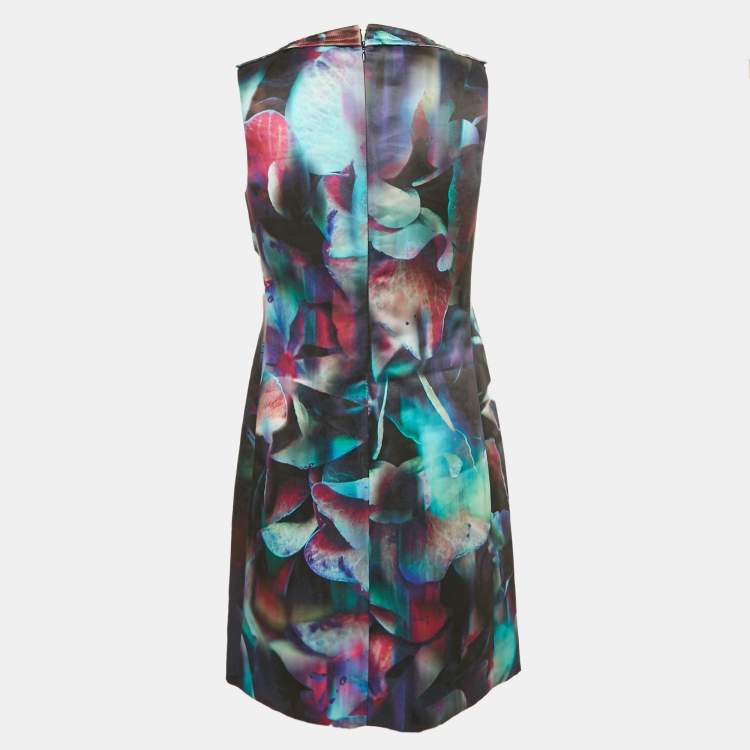 Pre Owned Emporio Armani Multicolor Digital Print Satin Sleeveless Dress M