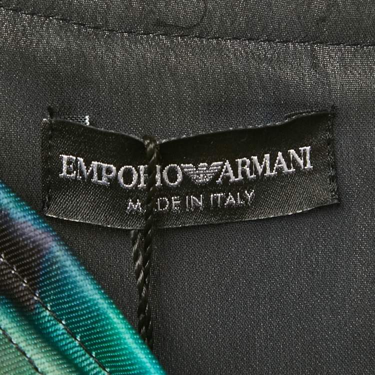 Pre Owned Emporio Armani Multicolor Digital Print Satin Sleeveless Dress M