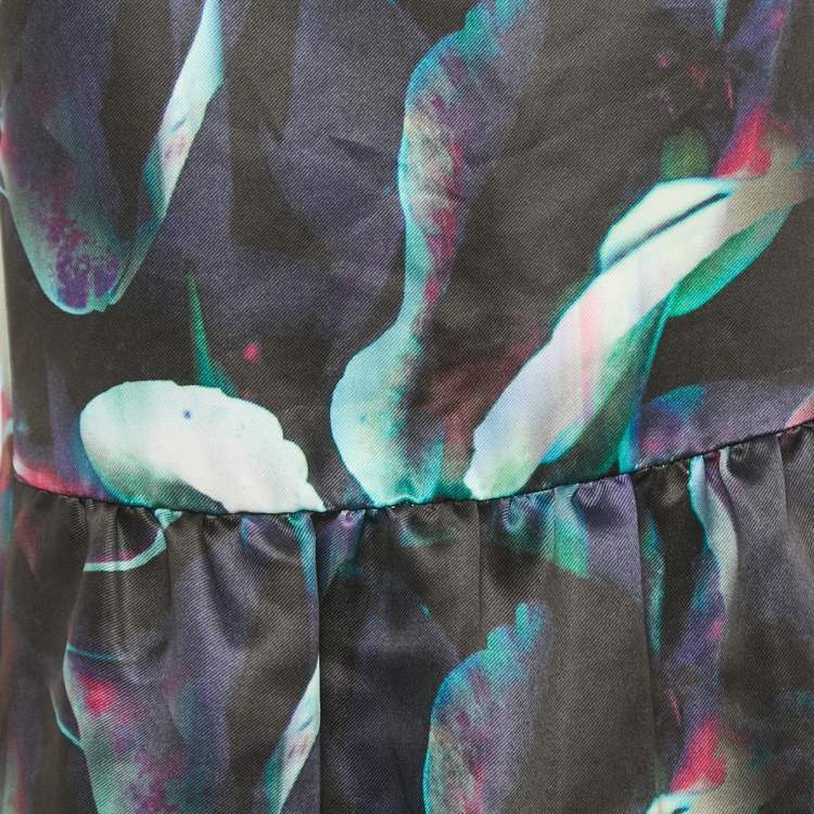 Pre Owned Emporio Armani Multicolor Digital Print Satin Sleeveless Dress M