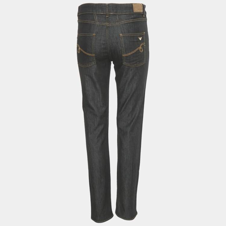 Pre Owned Emporio Armani Black Rhinestone Hem Denim Jourdan Jeans M/Waist 30"