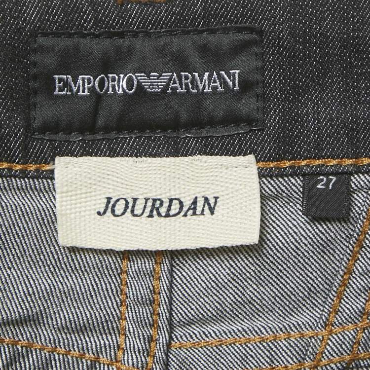 Pre Owned Emporio Armani Black Rhinestone Hem Denim Jourdan Jeans M/Waist 30"