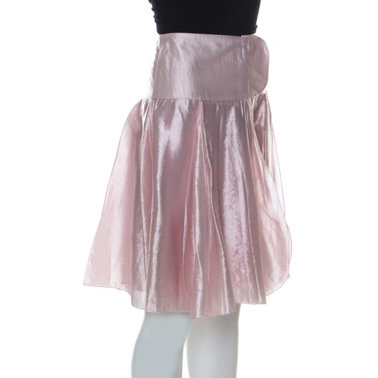 Pre Owned Emporio Armani Metallic Pink Short Flared Skirt M 