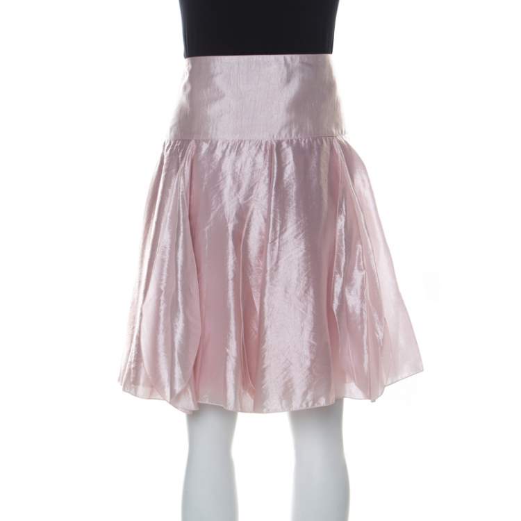Pre Owned Emporio Armani Metallic Pink Short Flared Skirt M 