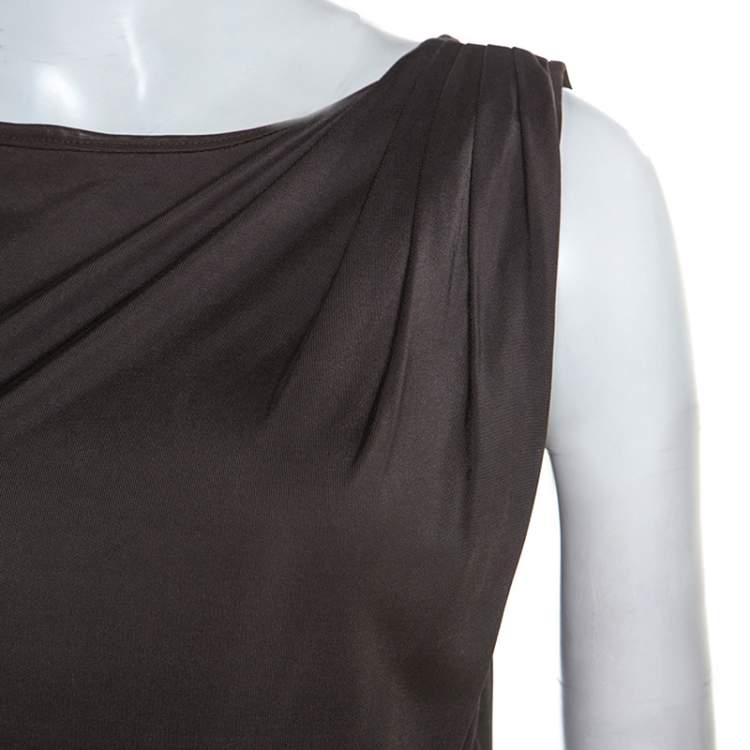 مملوكة مسبقًا Emporio Armani Brown Jersey Draped Detail Milano Dress S
