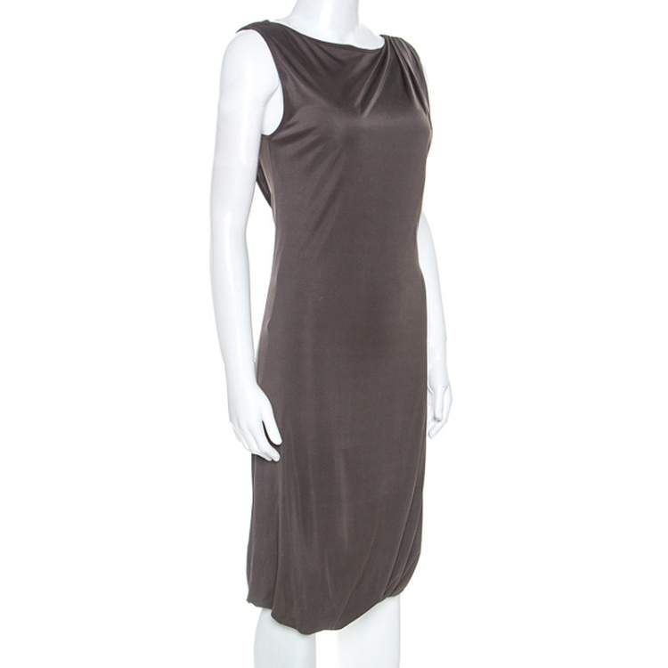 مملوكة مسبقًا Emporio Armani Brown Jersey Draped Detail Milano Dress S
