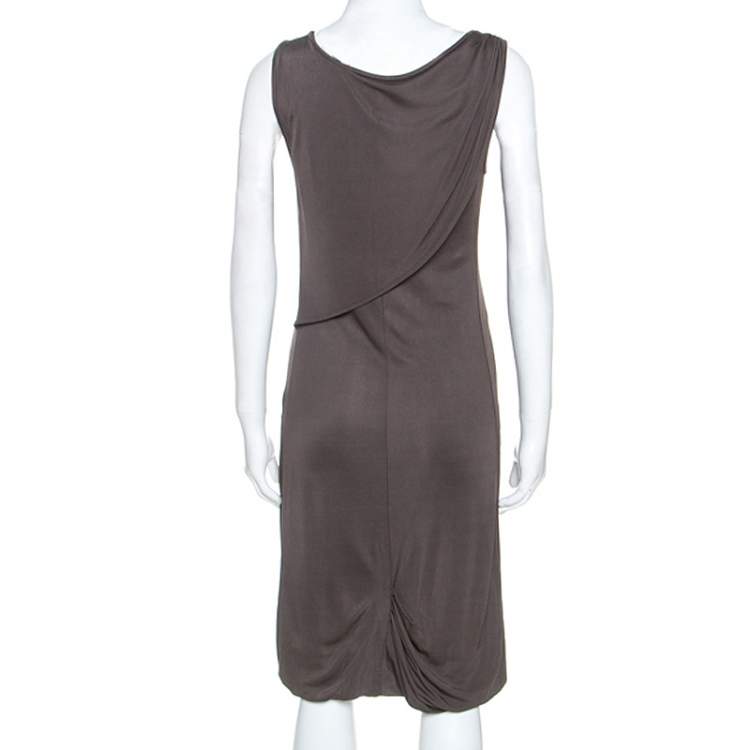 مملوكة مسبقًا Emporio Armani Brown Jersey Draped Detail Milano Dress S