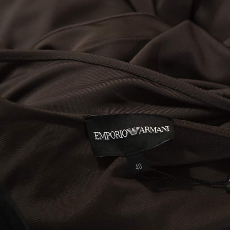 مملوكة مسبقًا Emporio Armani Brown Jersey Draped Detail Milano Dress S