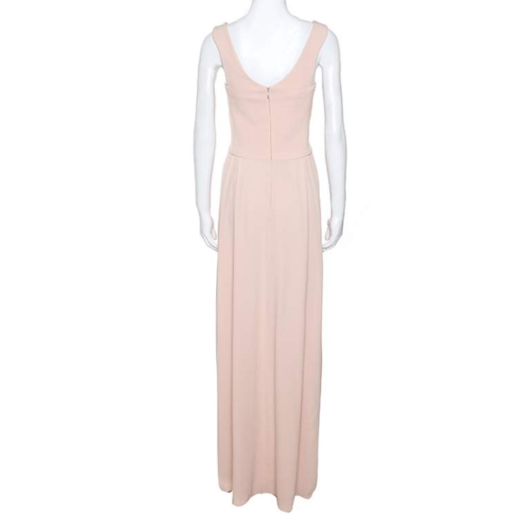 Pre Owned Emporio Armani Pink Crepe Sleeveless Maxi Dress M