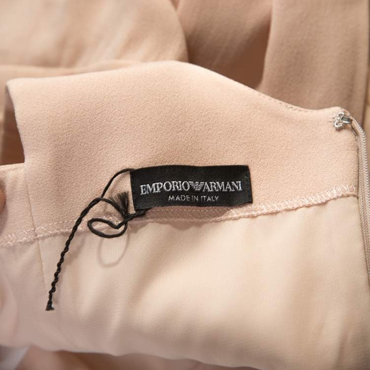 Pre Owned Emporio Armani Pink Crepe Sleeveless Maxi Dress M